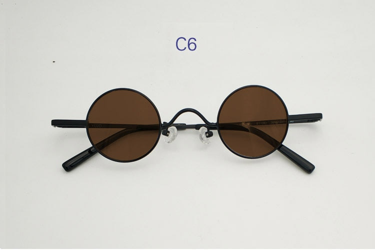 Yujo Unisex Full Rim Small Round 36mm Stainless Steel Polarized Sunglasses Sunglasses Yujo C6 China 