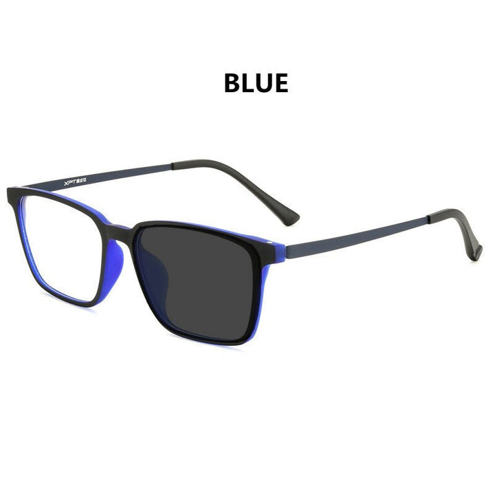 Handoer Unisex Full Rim Square Tr 90 Titanium Hyperopic +350 to +600 Photochromic Reading Glasses 9822-1 Reading Glasses Handoer +350 blue photo 