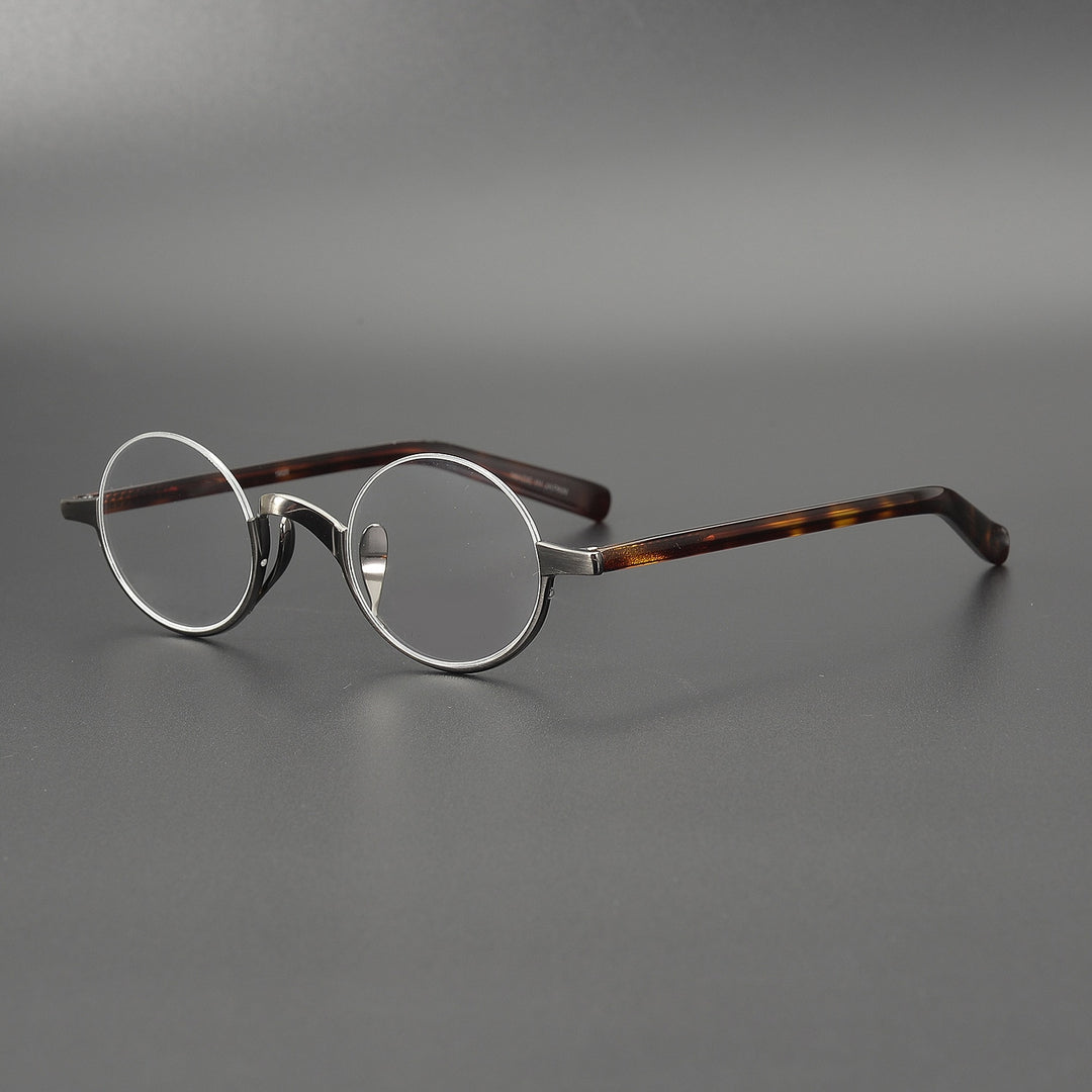 Muzz Men's Semi Rim Round Titanium Frame Eyeglasses M70703 Semi Rim Muzz gray  