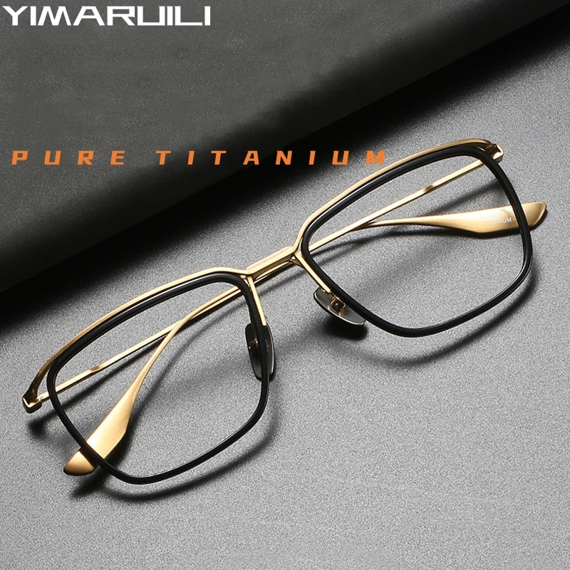 Yimaruli Men's Full Rim Big Square Titanium Eyeglasses Dt106 Full Rim Yimaruili Eyeglasses   