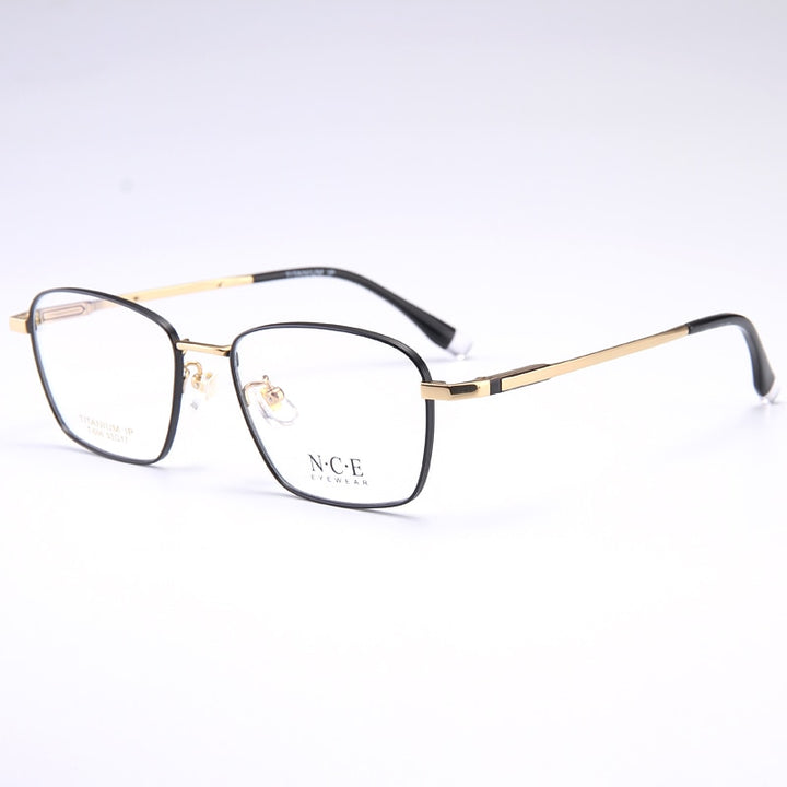 Bclear Men's Full Rim Square Titanium Frame Eyeglasses My006 Full Rim Bclear black gold  