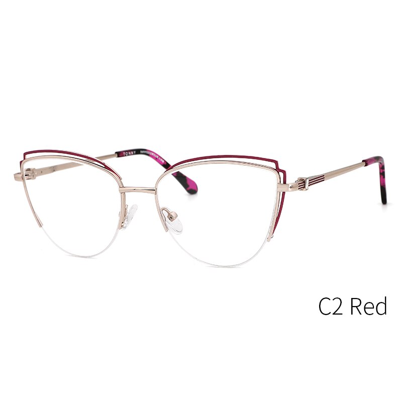 Kansept Women's Full Rim Cat Eye Alloy Eyeglasses Ty48299 Full Rim Kansept C2 Red CN 