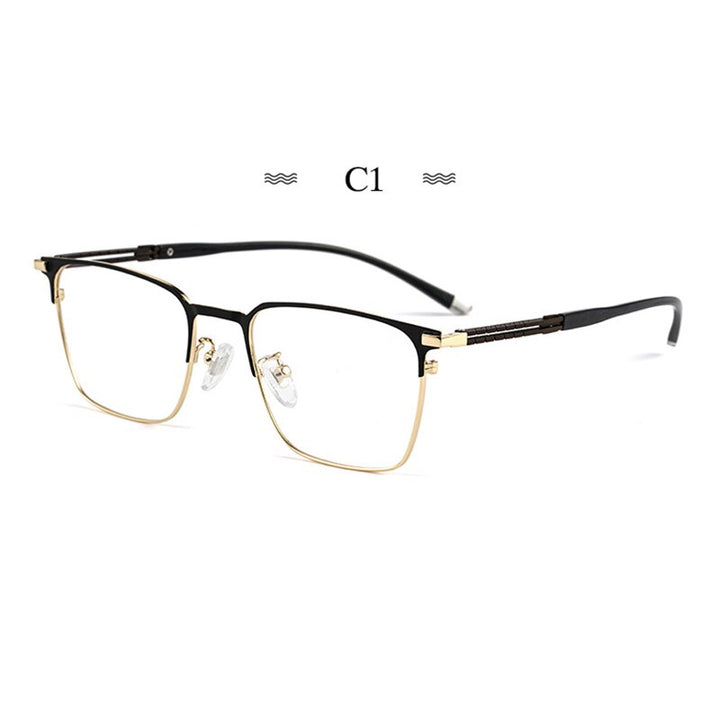 Hotochki Men's Full Rim Square Tr 90 Titanium Frame Eyeglasses T8609t Full Rim Hotochki white  