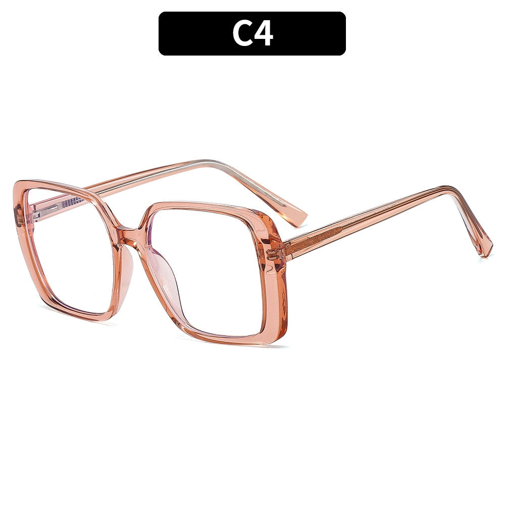 CCspace Women's Full Rim Oversized Square Tr 90 Titanium Eyeglasses 54640 Full Rim CCspace China Tea 