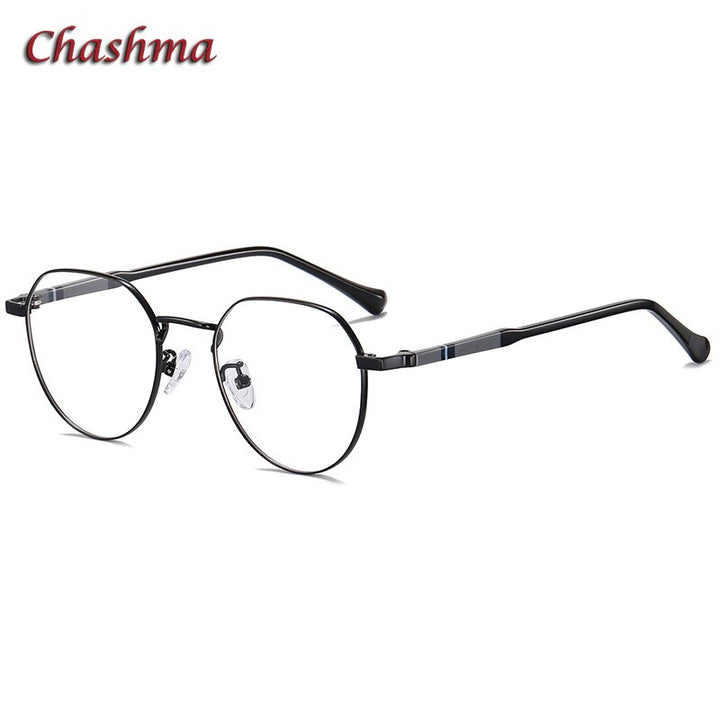 Chashma Unisex Full Rim Round Stainless Steel Frame Eyeglasses 1921 Full Rim Chashma Black  
