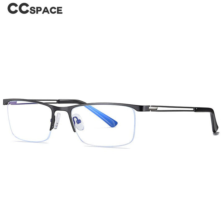 CCSpace Men's Semi Rim Rectangle Alloy Frame Eyeglasses 54534 Semi Rim CCspace   