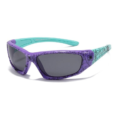 Ralferty Unisex Children's Full Rim Rectangle Acetate Polarized Sunglasses M805 Sunglasses Ralferty C34 Purple - Cyan China As picture