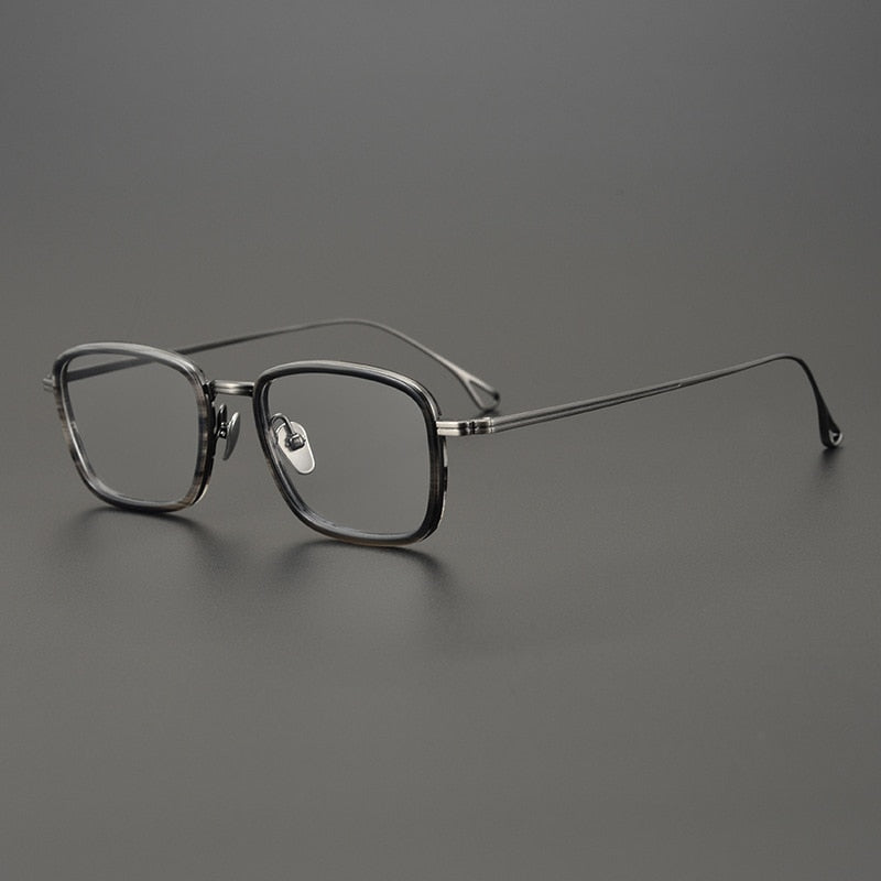 Gatenac Unisex Full Rim Square Titanium Acetate Frame Eyeglasses Gxyj785 Full Rim Gatenac   