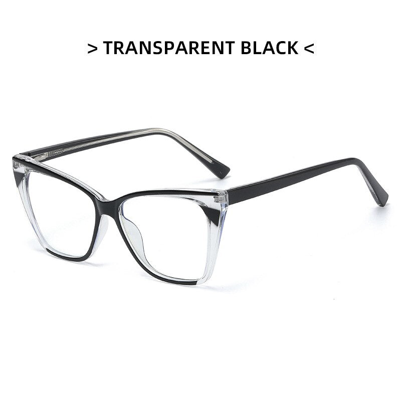 CCSpace Women's Full Rim Square Cat Eye Tr 90 Titanium Eyeglasses 53349 Full Rim CCspace China Clear-Black 
