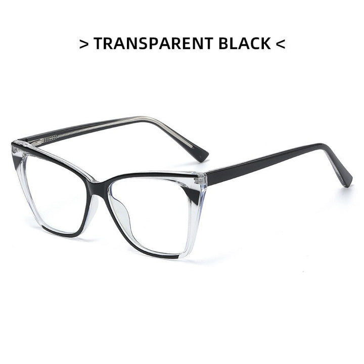 CCspace Women's Full Rim Square Cat Eye Tr 90 Titanium Eyeglasses 53349 Full Rim CCspace China Clear-Black 