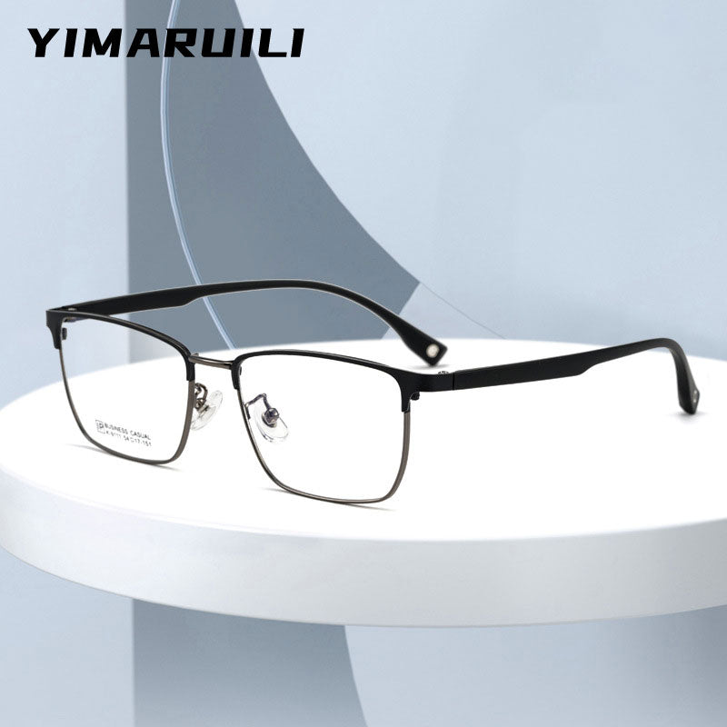 Yimaruili Men's Full Rim Square Titanium Alloy Eyeglasses K9111 Full Rim Yimaruili Eyeglasses   