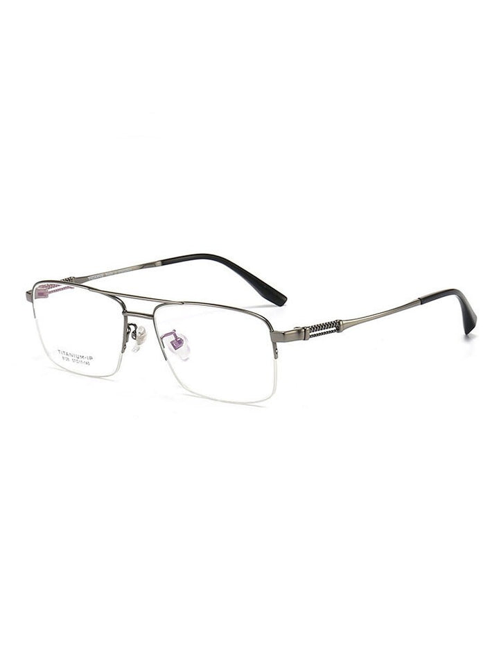Aissuarvey Men's Large Semi Rim Square Titanium Frame Eyeglasses 8126 Semi Rim Aissuarvey Eyeglasses Gray CN 