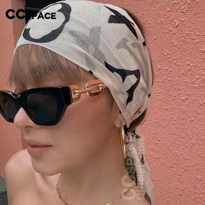 CCSpace Women's Full Rim Oversized Cat Eye Resin Chain Leg Frame Sunglasses 53235 Sunglasses CCspace Sunglasses   