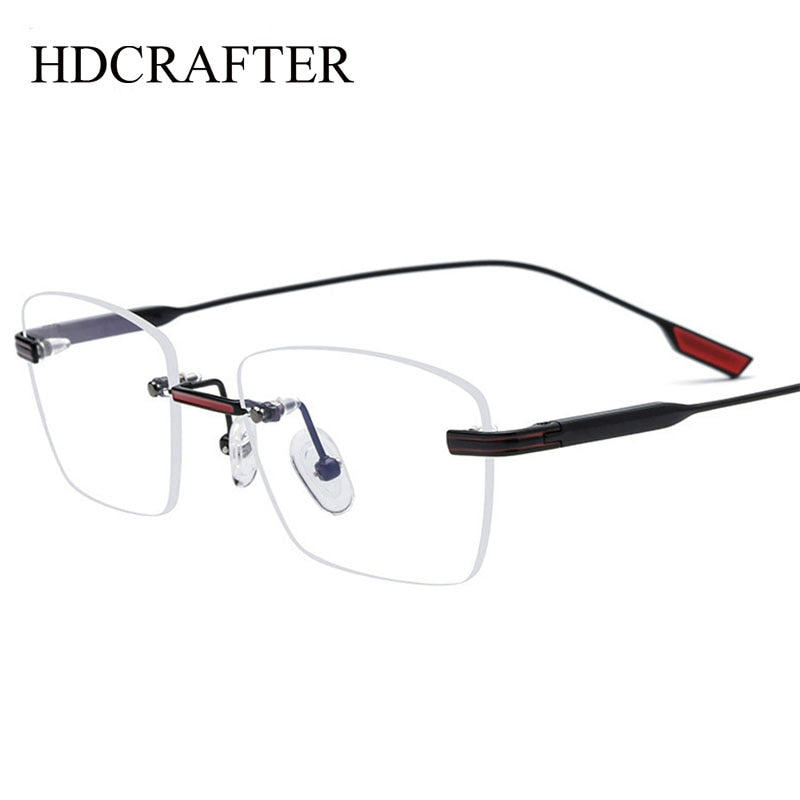 Hdcrafter Unisex Rimless Polygon Square Titanium Eyeglasses 10093 Rimless Hdcrafter Eyeglasses   