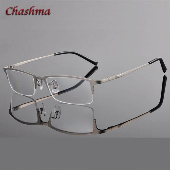 Chashma Ochki Unisex Semi Rim Rectangle Titanium Eyeglasses T8906s Semi Rim Chashma Ochki   