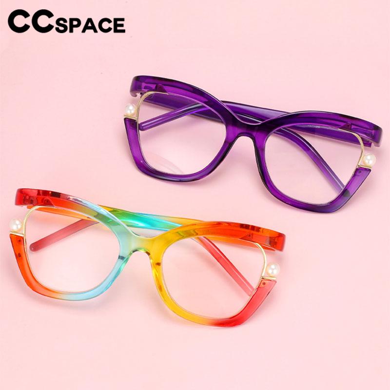 CCSpace Women's Full Rim Square Cat Eye Tr 90 Titanium Eyeglasses 56633 Full Rim CCspace   
