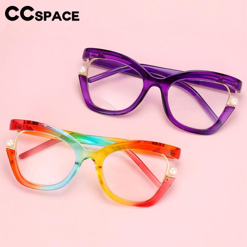 CCspace Women's Full Rim Square Cat Eye Tr 90 Titanium Eyeglasses 56633 Full Rim CCspace   