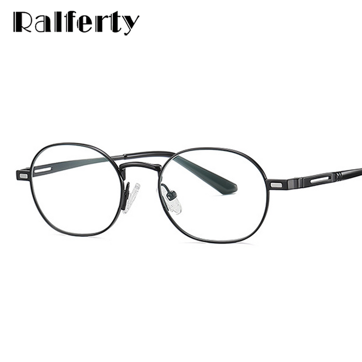 Ralferty Unisex Full Rim Oval Alloy Eyeglasses With Clip On Polarized Sunglasses D8802 Clip On Sunglasses Ralferty   