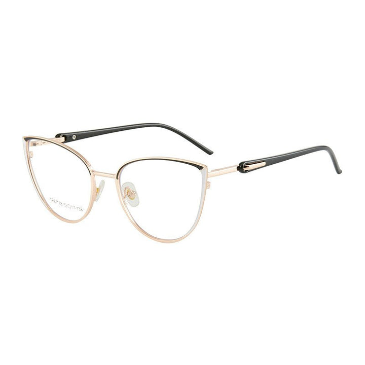 KatKani Women's Full Rim Memory TR 90 Resin Cat Eye Frame Eyeglasses Tr7168 Full Rim KatKani Eyeglasses Black And White Edge  