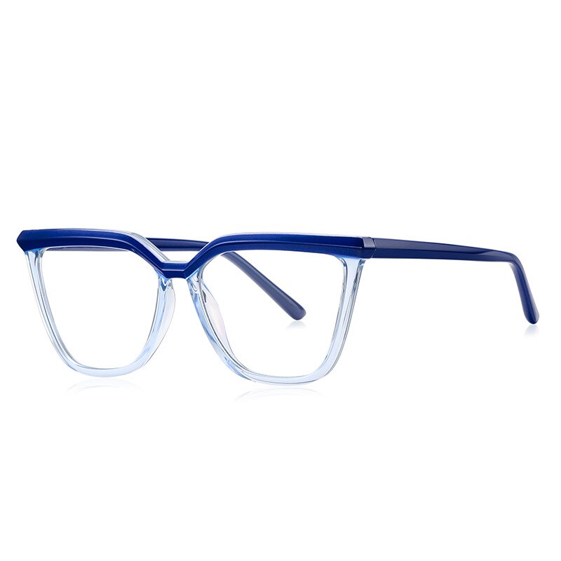 CCspace Unisex Full Rim Square Cat Eye Tr 90 Titanium Eyeglasses 54423 Full Rim CCspace China C6TransparentBlue 