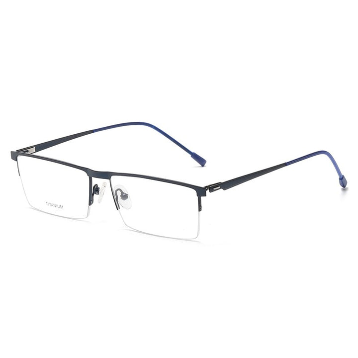 Zirosat Men's Semi Rim Square Titanium Eyeglasses P8826 Semi Rim Zirosat dark blue  