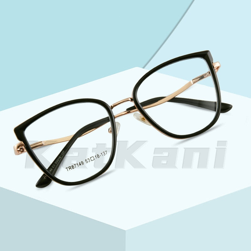 KatKani Women's Full Rim Memory TR 90 Resin Cat Eye Frame Eyeglasses R7149 Full Rim KatKani Eyeglasses   