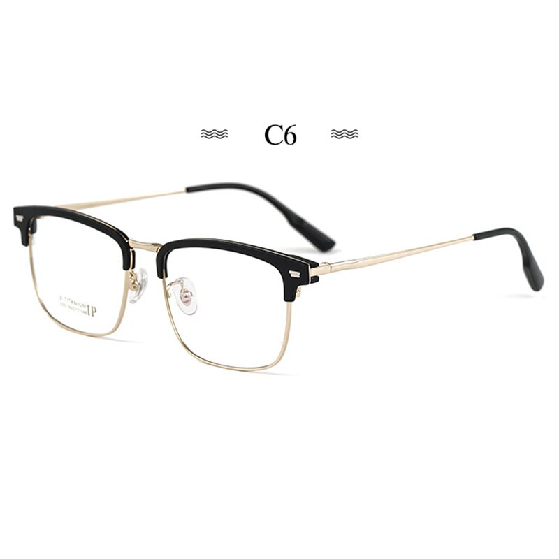 Hotochki Men's Full Rim Square Round Titanium Alloy Frame Eyeglasses 2322bj Full Rim Hotochki C6  