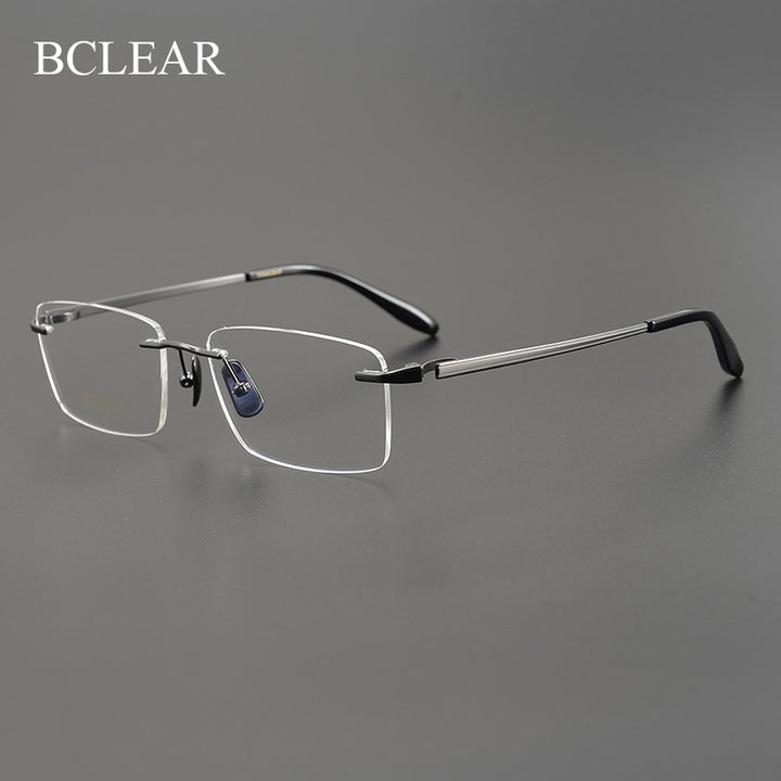 Bclear Men's Rimless Square Titanium Eyeglasses Mys9012 Rimless Bclear   