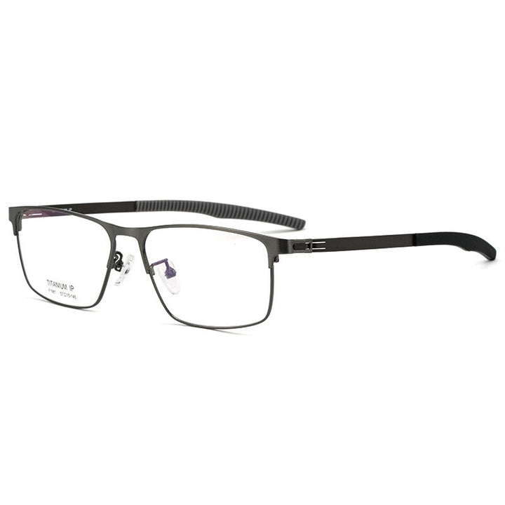 Bclear Men's Full Rim Square Titanium Frame Eyeglasses Bsf1981 Full Rim Bclear gray  