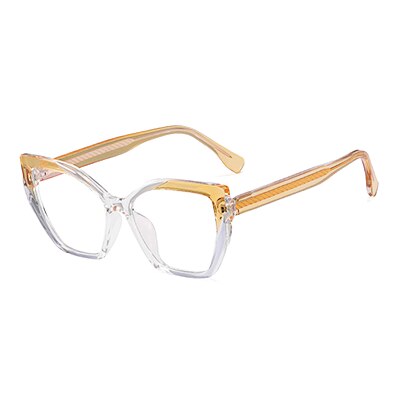 Ralferty Women's Full Rim Square Cat Eye Tr 90 Acetate Eyeglasses F82026 Full Rim Ralferty China C6 Yellow 