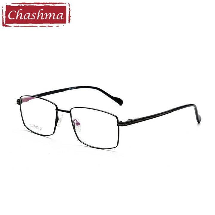 Chashma Ottica Men's Full Rim Square Titanium Eyeglasses 9205 Full Rim Chashma Ottica Black  