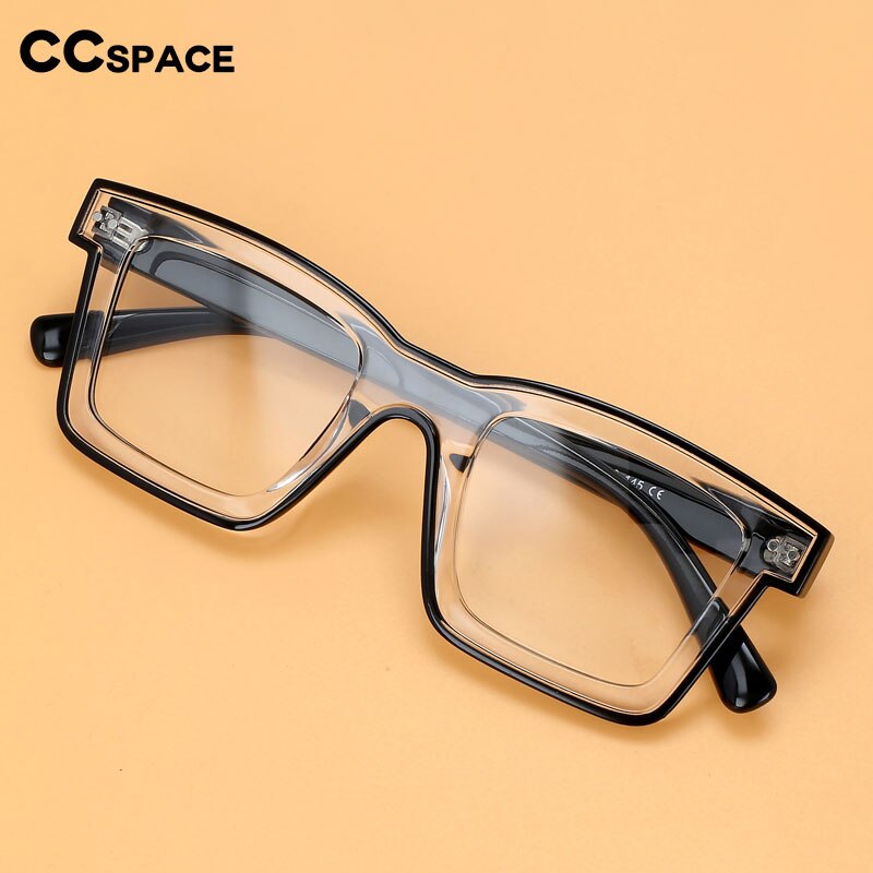 CCSpace Unisex Full Rim Square Punk Acetate Eyeglasses 55599 Full Rim CCspace   