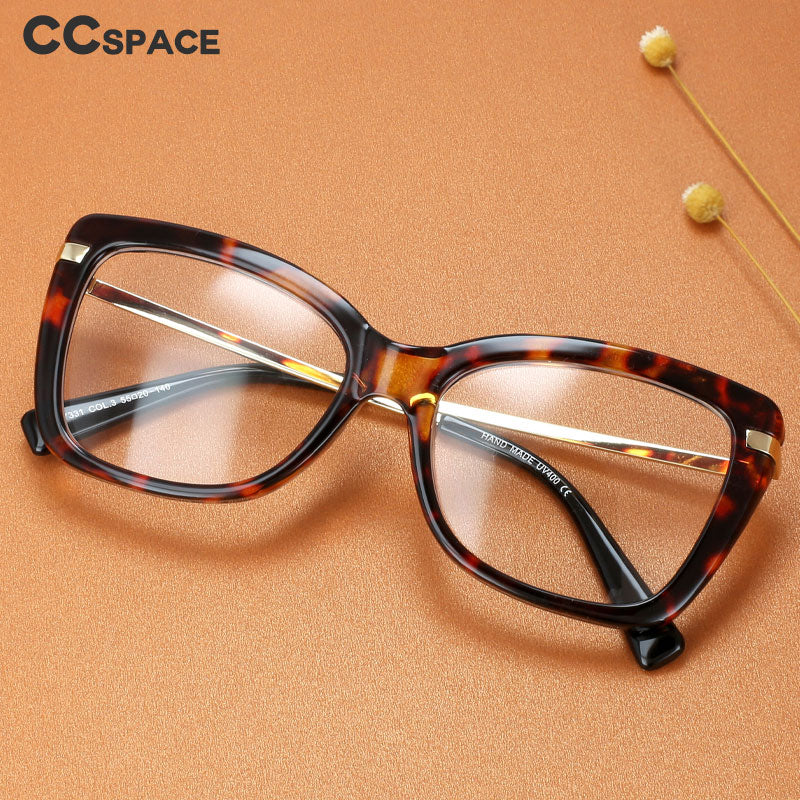 CCspace Women's Full Rim Square Cat Eye Tr 90 Alloy Eyeglasses 45548 Full Rim CCspace   