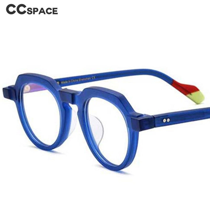 CCSpace Unisex Full Rim Irregular Round Acetate Eyeglasses 54702 Full Rim CCspace   