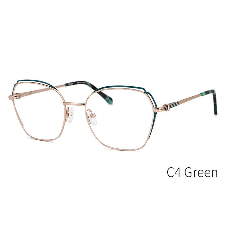 Kansept Unisex Full Rim Square Cat Eye Metal Frame Sunglasses Ty48298a Sunglasses Kansept C4 Green CN 