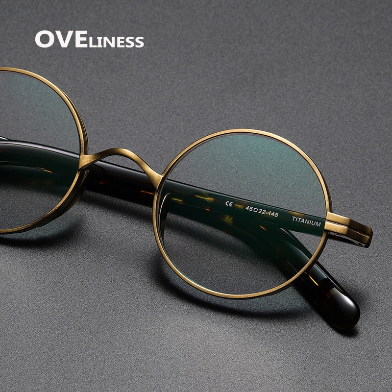 Oveliness Unisex Full Rim Round Acetate Titanium Eyeglasses 101 Full Rim Oveliness   