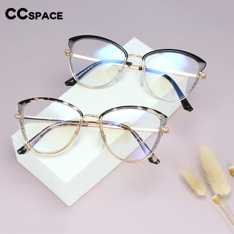 CCSpace Women's Full Rim Square Cat Eye Tr 90 Titanium Frame Eyeglasses 54277 Full Rim CCspace   