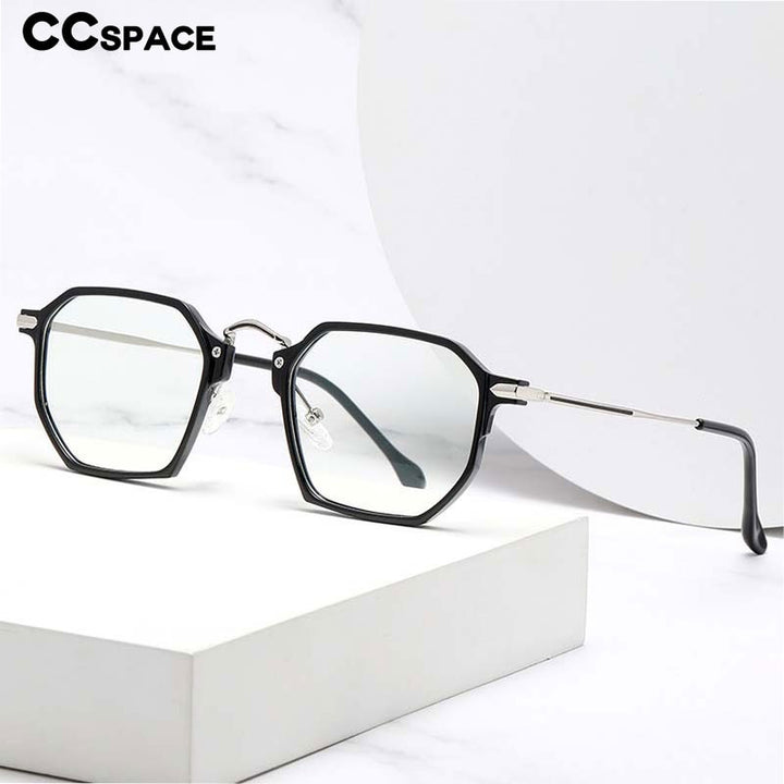 CCspace Unisex Full Rim Polygon Square Tr 90 Titanium Eyeglasses 55031 Full Rim CCspace   