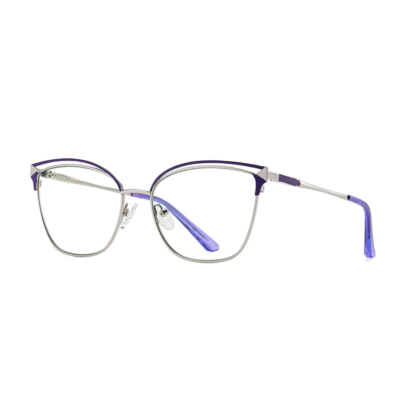Ralferty Women's Full Rim Square Cat Eye Alloy Eyeglasses D8626 Full Rim Ralferty C260 Purple China 