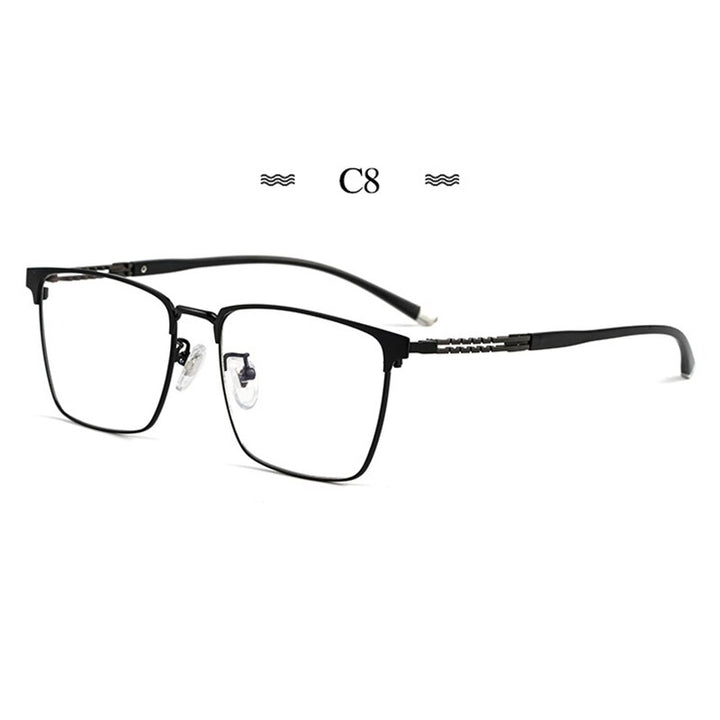Hotochki Men's Full Rim Square Tr 90 Titanium Frame Eyeglasses T8611t Full Rim Hotochki C8  