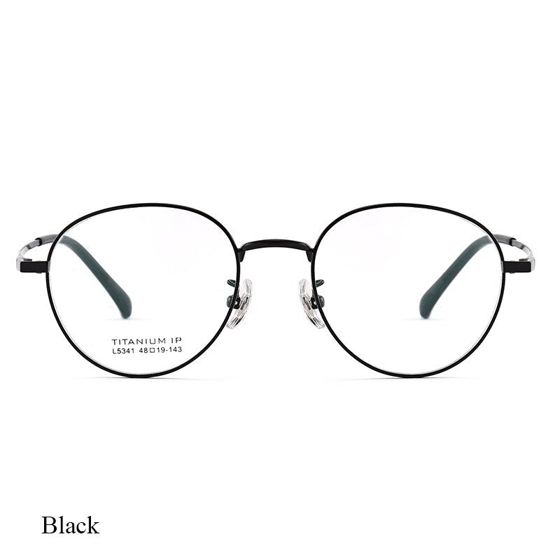 Bclear Unisex Full Rim Round Titanium Eyeglasses Lb5341 Full Rim Bclear Black  