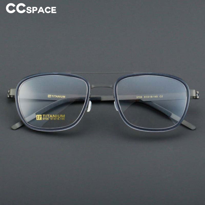 CCSpace Unisex Full Rim Square Double Bridge Acetate Titanium Eyeglasses 55024 Full Rim CCspace   