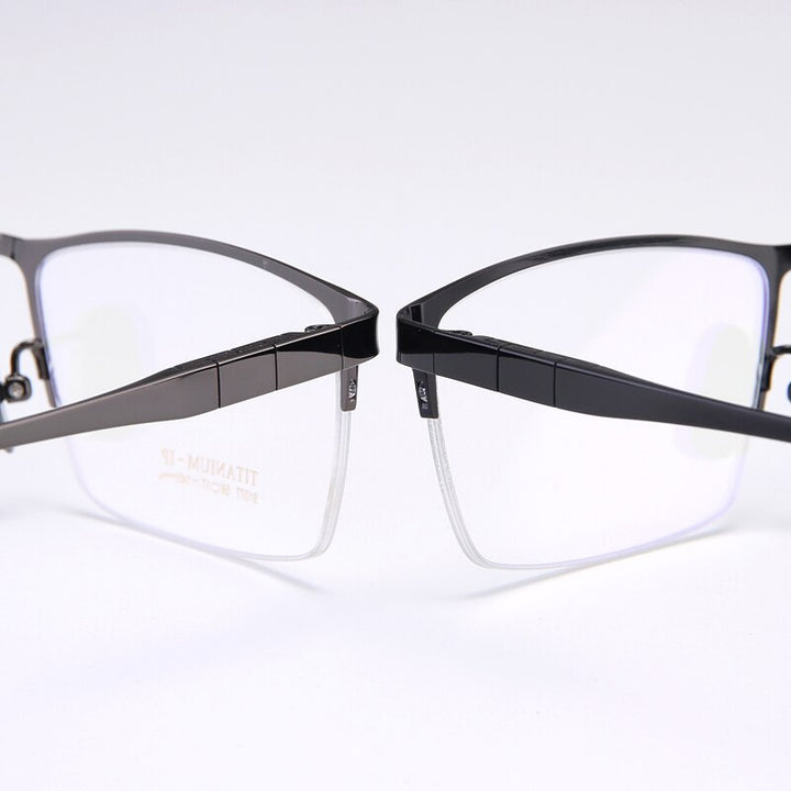 Bclear Men's Full Rim Square Titanium Eyeglasses My91077 Full Rim Bclear   