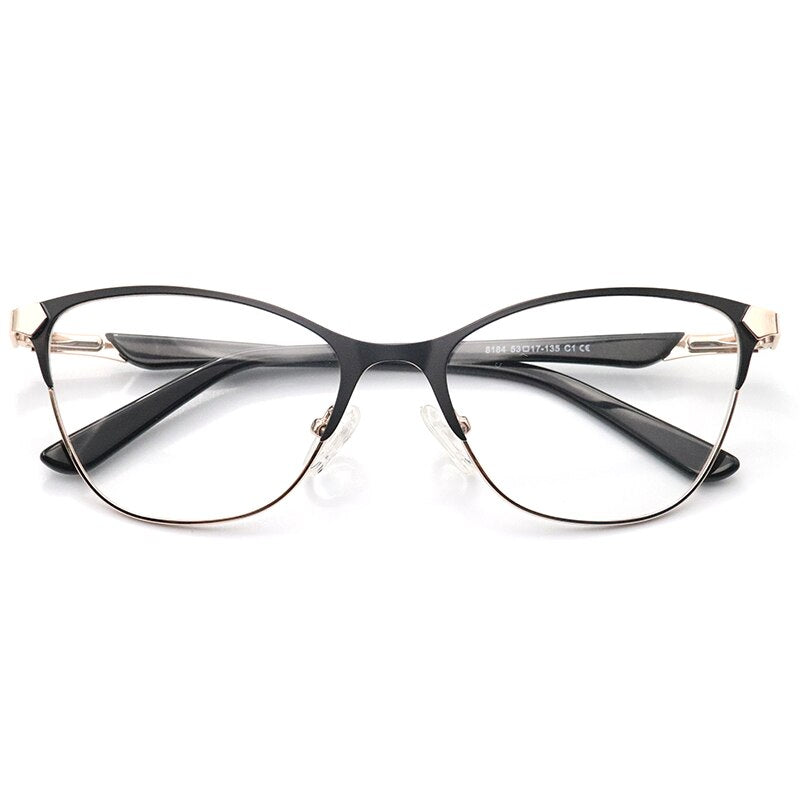 Laoyehui Unisex Eyeglasses Cat Eye Alloy Reading Glasses 8184 Black Red Reading Glasses Laoyehui 0 Black 