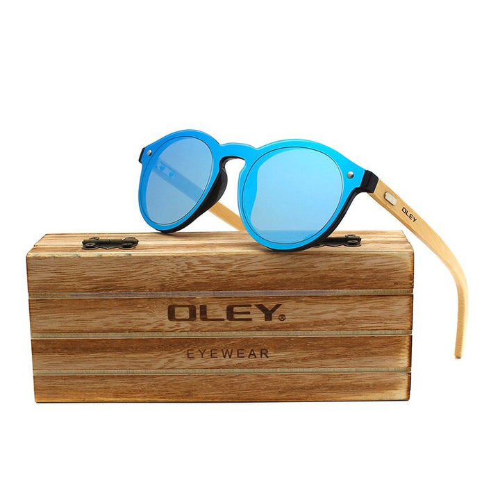 Oley Women's Round Bamboo Leg Color Film Sunglasses Z0479 Sunglasses Oley Z0479 C3MBOX custom logo 