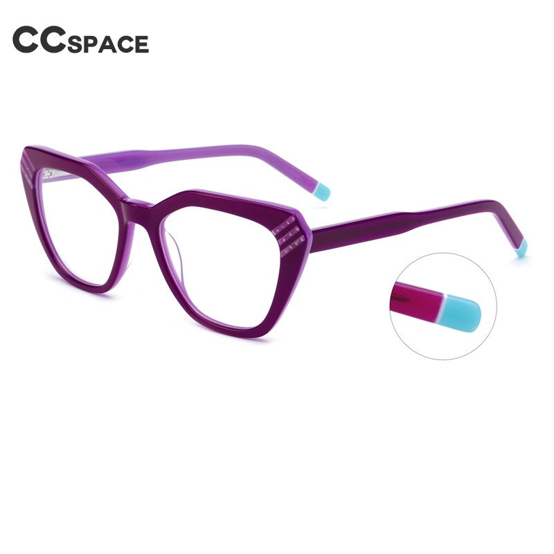 CCSpace Women's Full Rim Square Cat Eye Handcrafted Acetate Eyeglasses 55282 Full Rim CCspace   