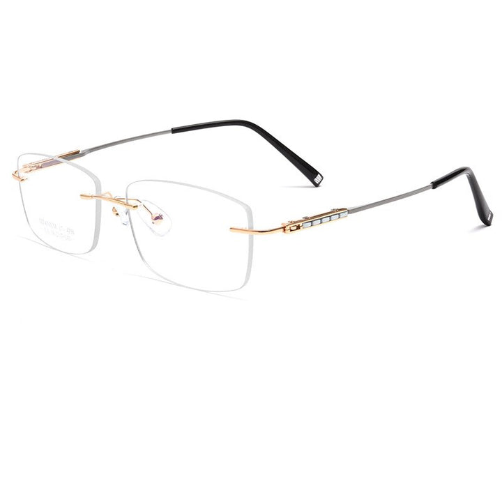 Handoer Men's Rimless Customized Lens Titanium Eyeglasses Z10wk Rimless Handoer Gold  