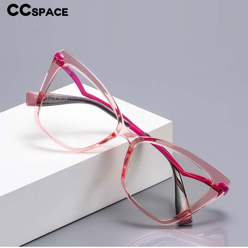 CCSpace Women's Full Rim Square Cat Eye Tr 90 Titanium Eyeglasses 53148 Full Rim CCspace   