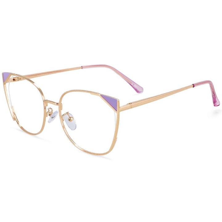 CCSpace Women's Full Rim Square Cat Eye Alloy Frame Eyeglasses 54218 Full Rim CCspace Purple  