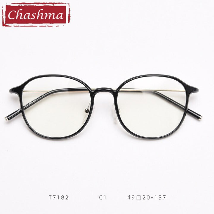 Chashma Round TR90 Eyeglasses Frame Lentes Optics Light Women Small Circle Quality Student Prescription Glasses For RX Lenses Frame Chashma Ottica Bright Black  